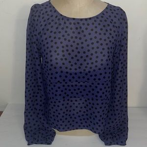 BCBGeneration XS blue polka dot blouse top